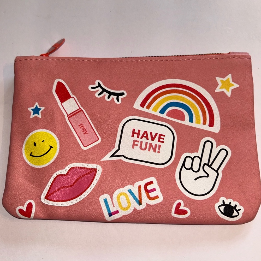 Fun Pink Pouch with Sticker Motif